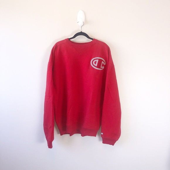 Champion C Logo Red Sweatshirt Crewneck Men’s Size XXL - Picture 1 of 14